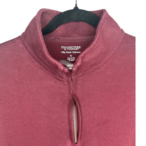 Roundtree & Yorke Men's XL Burgundy Quarter-Zip Pullover Sweater - Picture 5 of 6